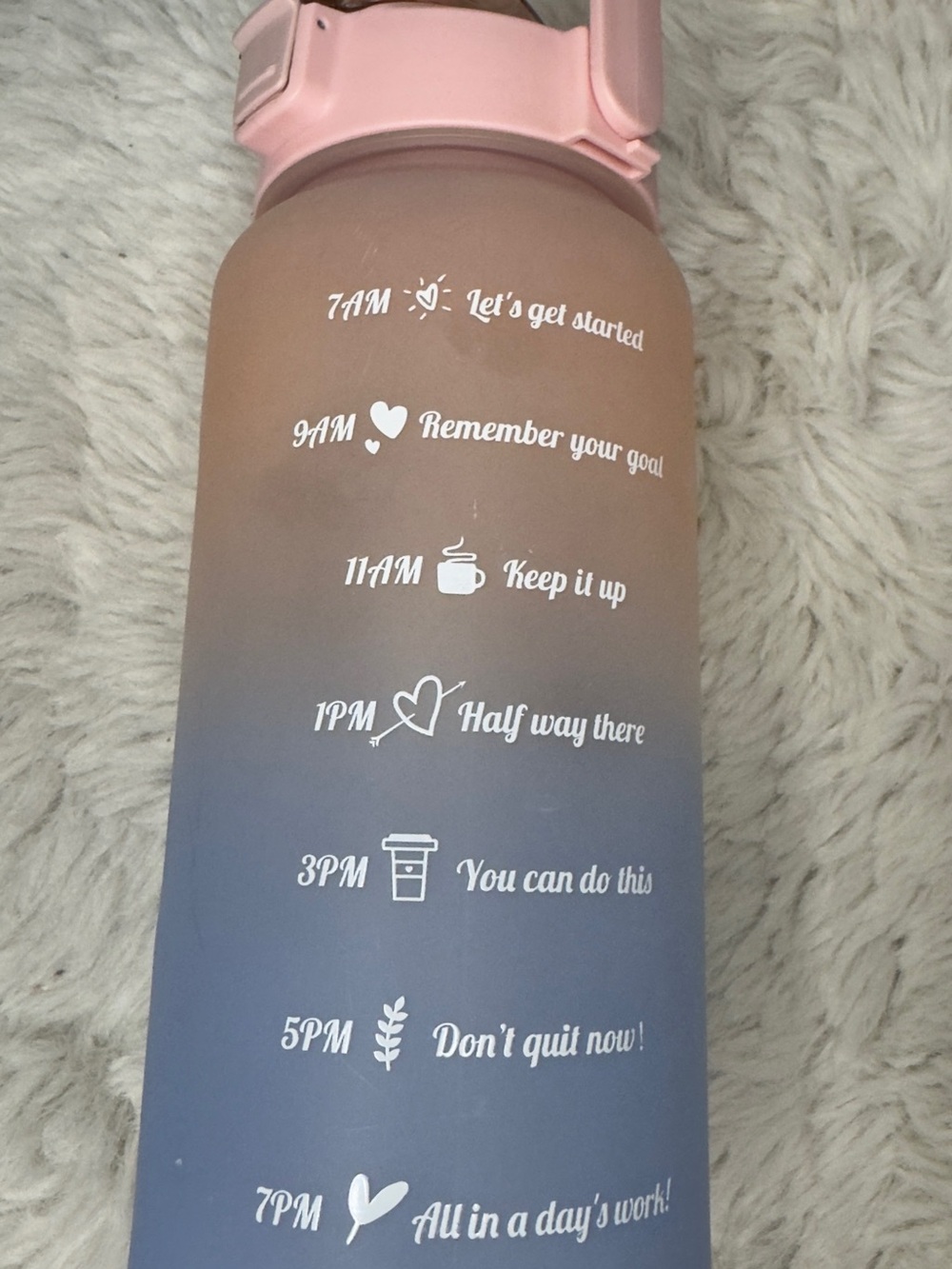 Motivational Gradient Water Bottle - Pink to Blue